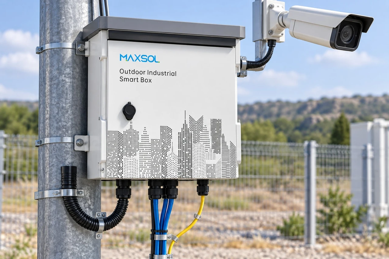 Maxsol SBOX2802SFG-I IP65 managed industrial smart Ethernet box for AC-powered outdoor PoE networks