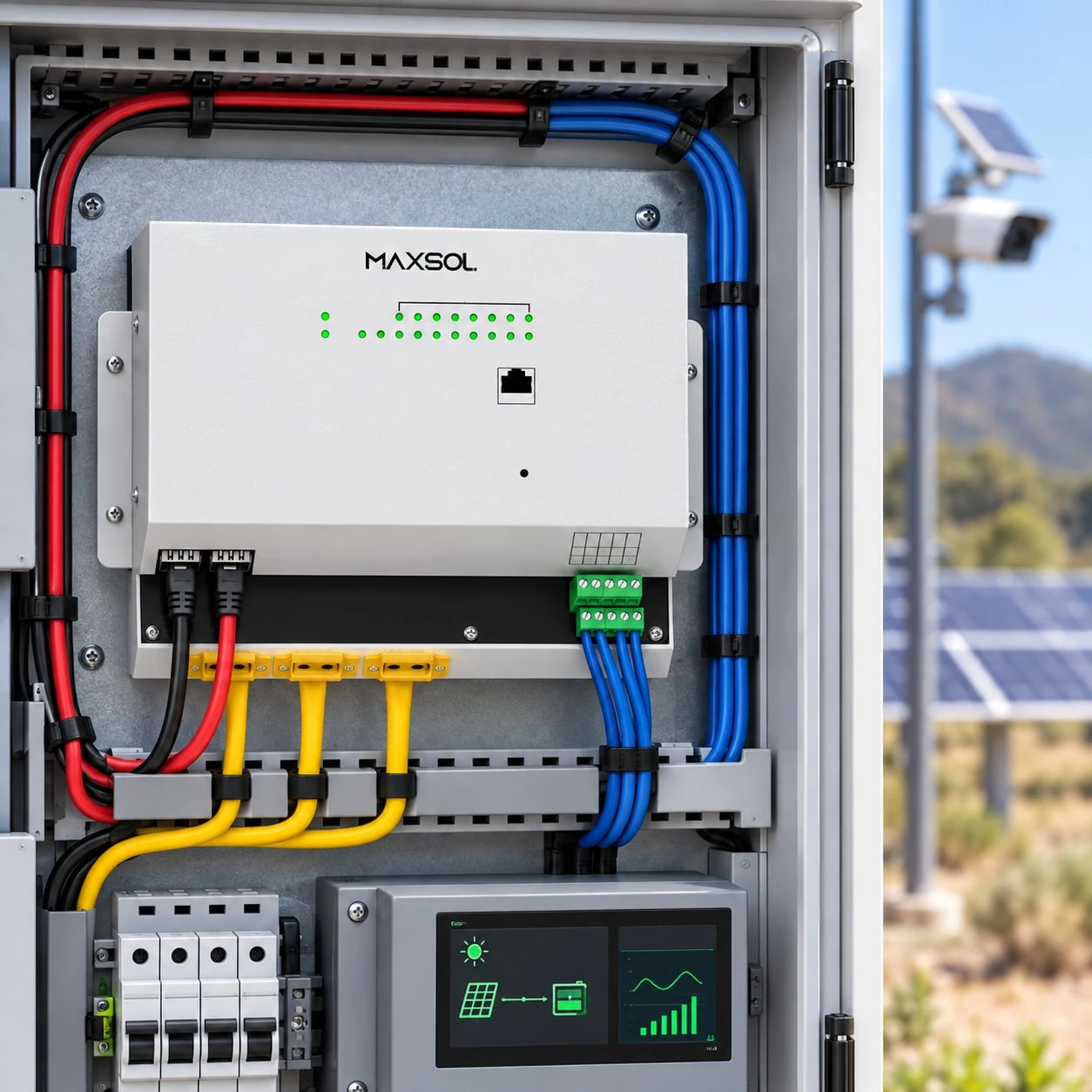 Maxsol managed solar industrial PoE switch for outdoor network power distribution